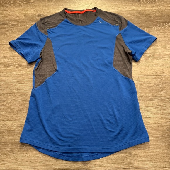 Lululemon Shirt Mens Small Blue Short Sleeve Pocket Cycling Breathable Stretch‎ - Picture 1 of 10